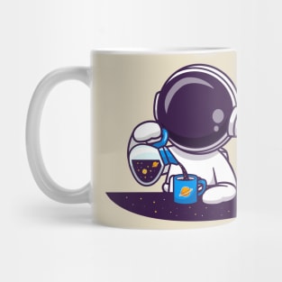 Cute Astronaut Pouring Space Tea Cartoon Mug